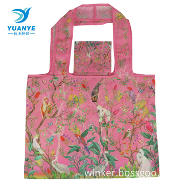 eco nylon foldable pink shopping bag with logo